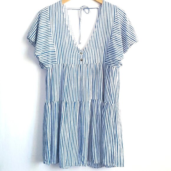 Zara White with Blue Stripes Size M - Picture 1 of 2